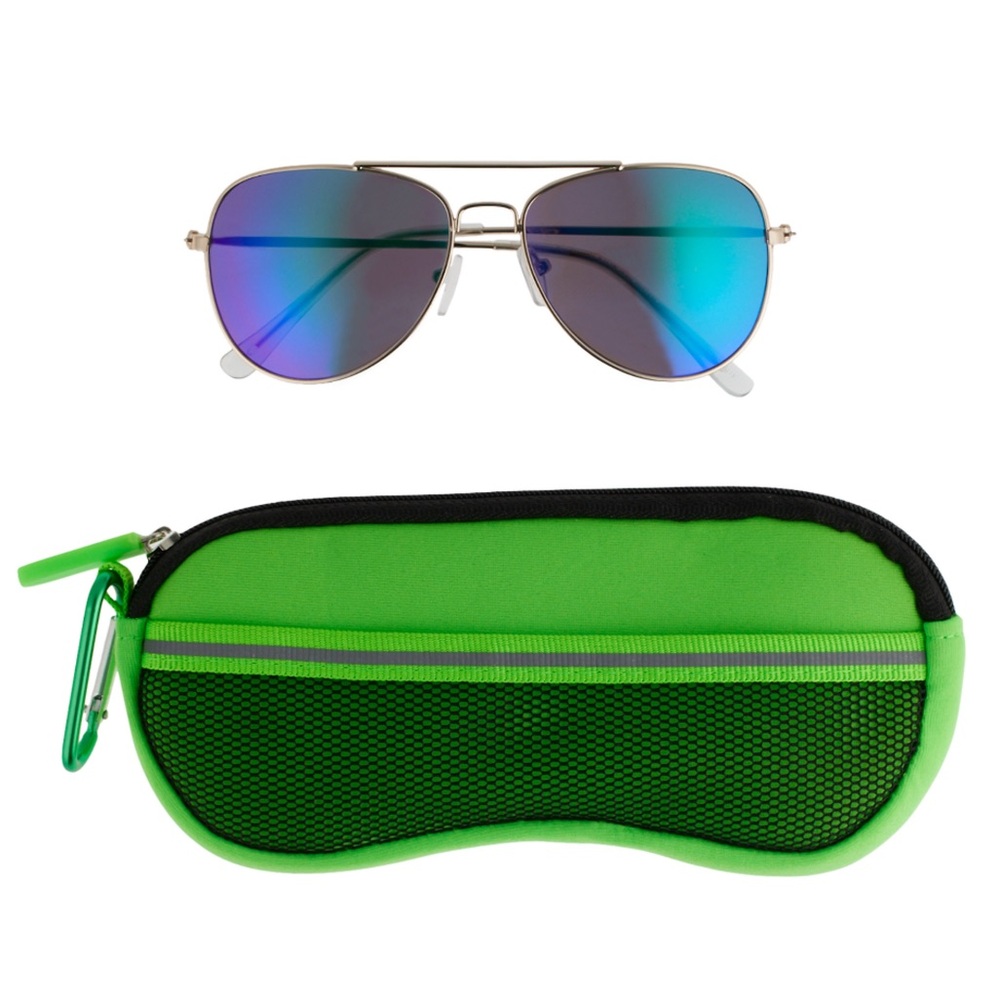 Pan Oceanic eyeSQUARED Boys Reflective Aviator Sunglasses and Case Set